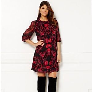 🎈Eva Mendes NY&CO Red/Pink Floral Shift Dress Sz S